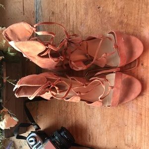 Rust Pink Lace-Up Heels sized 9! Worn once!